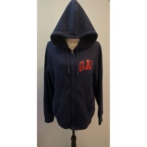 GAP Sweatshirt Hoodie American Flag Mens Large Blue Zip Up Size Medium